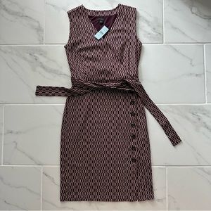 Ann Taylor Chain Print Belted Sheath Dress